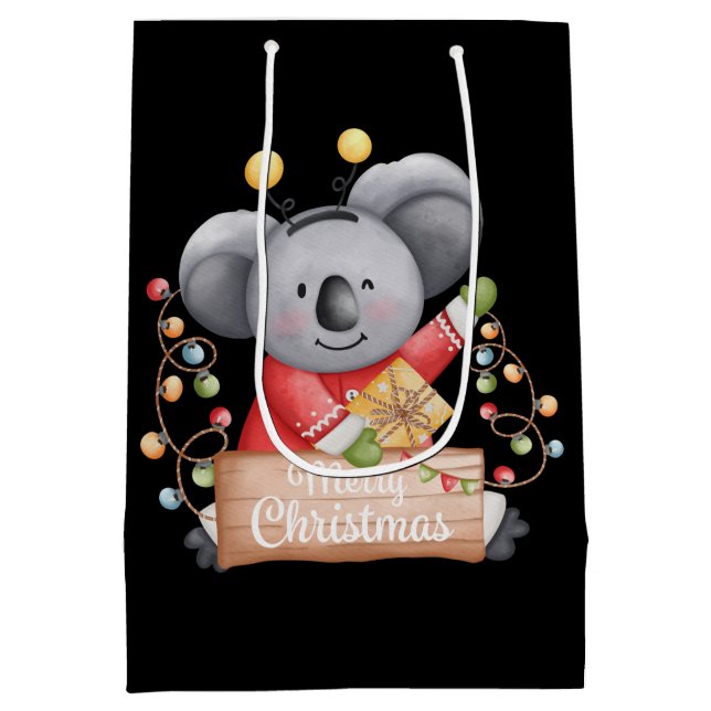 Teddy bear with many Christmas presents  Medium Gift Bag (Back)