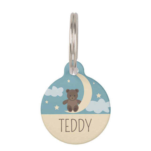 Teddy Bear with Moon Pet Tag (Front)