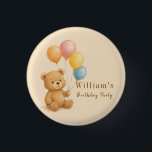 Teddy Bear with Pastel Balloons Round Button<br><div class="desc">Add a touch of sweetness to your baby shower with this adorable round button featuring a teddy bear holding pastel balloons. Perfect for party favours, gifts, or as a charming accessory for your baby shower guests. The soft pastel colours and cute teddy bear design create a warm, inviting vibe that’s...</div>