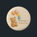 Teddy Bear with Pastel Balloons Round Button<br><div class="desc">Add a touch of sweetness to your baby shower with this adorable round button featuring a teddy bear holding pastel balloons. Perfect for party favours, gifts, or as a charming accessory for your baby shower guests. The soft pastel colours and cute teddy bear design create a warm, inviting vibe that’s...</div>