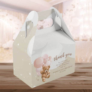 Teddy Bear with Pink Balloons Favour Box
