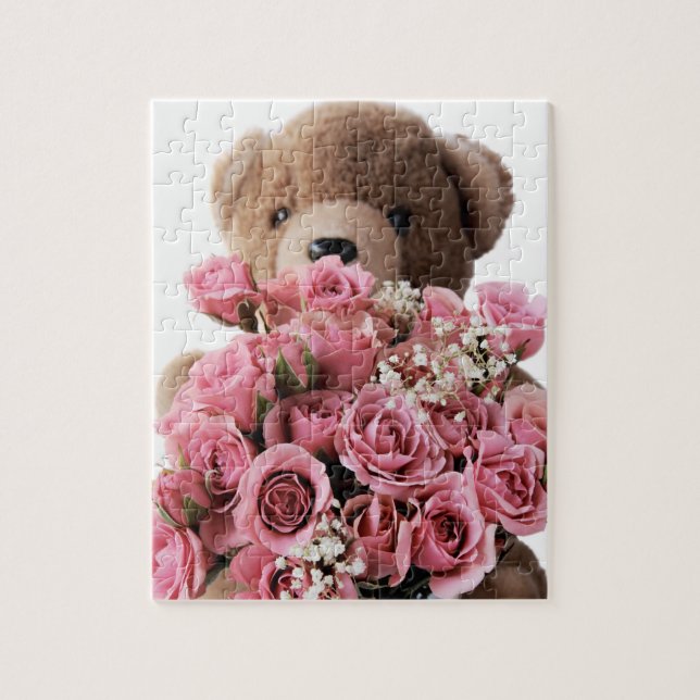 teddy bear with roses puzzle (Vertical)