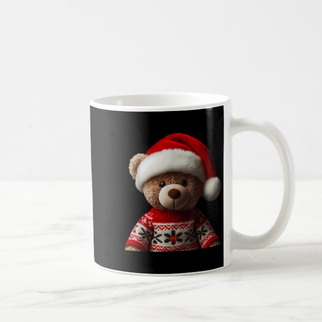 Teddy Bear With Santa Hat Christmas Xmas Lover Kid Coffee Mug (Right)