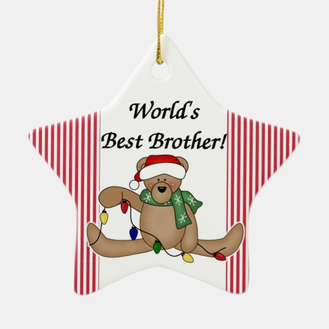 Teddy Bear World's Best Brother Ornament (Front)