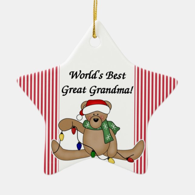 Teddy Bear World's Best Great Grandma Ornament (Front)