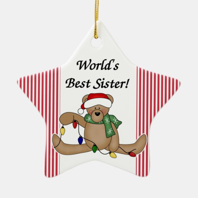 Teddy Bear World's Best Sister Ornament (Front)