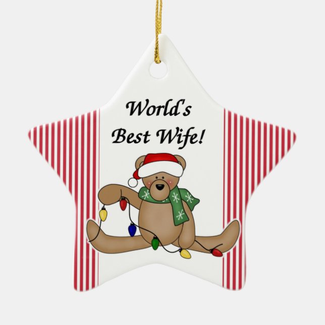 Teddy Bear World's Best Wife Ornament (Front)
