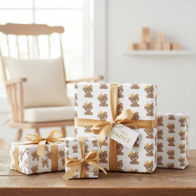 Teddy Bear Wrapping Paper Sheets (Cute King Teddy Bear Wrapping Paper Sheets)