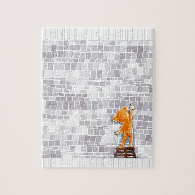 Teddy Bear Writing on Brick Wall Jigsaw Puzzle (Vertical)