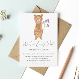 Teddy Bearly Wait Baby Shower Invitation