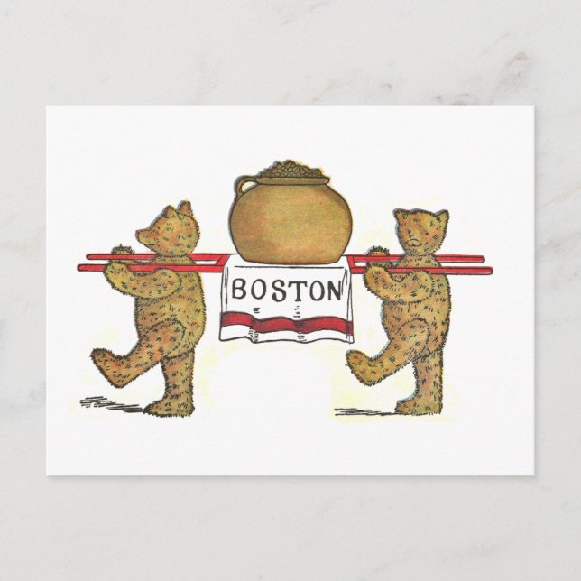 Teddy Bears and Boston Bean Pot Postcard (Front)