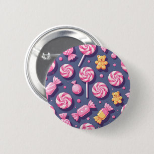 Teddy bears and candy pattern 6 cm round badge