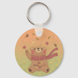 Teddy Bear's Autumn Fall Leaves Key Ring