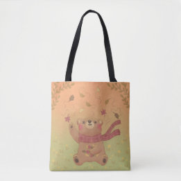Teddy Bear's Autumn Fall Leaves Tote Bag