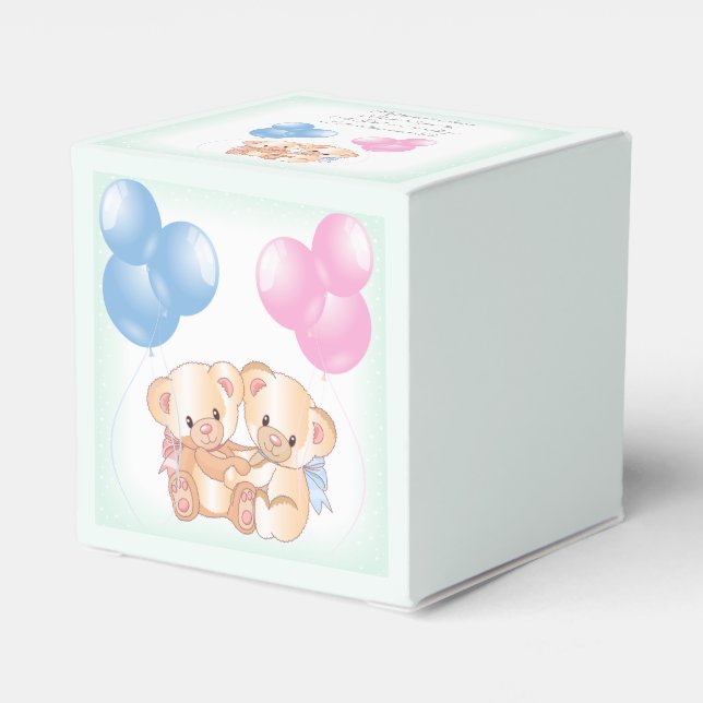 Teddy Bears Baby Gender Reveal Party  Favour Box (Back Side)