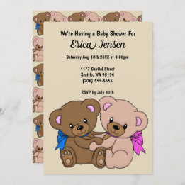 Teddy Bears Baby Shower & Pattern Invitation