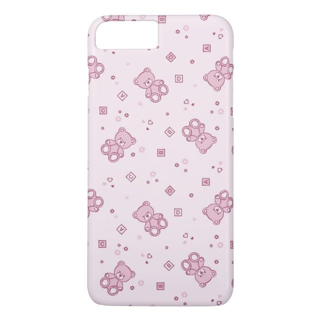 Teddy bears background Pink Case-Mate iPhone Case (Back)