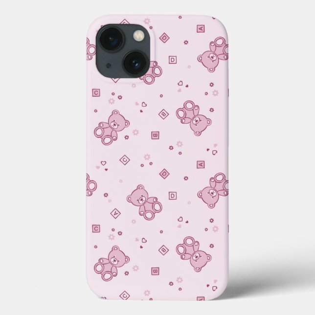 Teddy bears background Pink Case-Mate iPhone Case (Back)