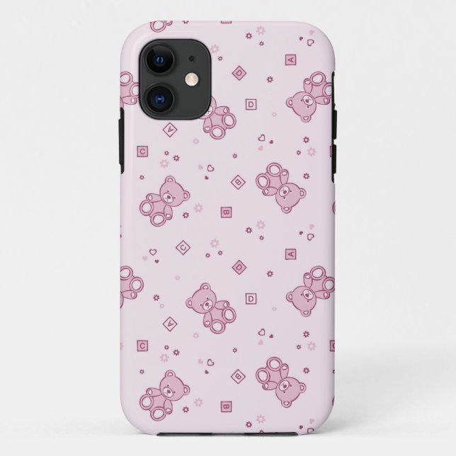 Teddy bears background Pink Case-Mate iPhone Case (Back)