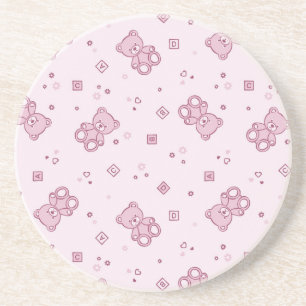 Teddy bears background Pink Coaster