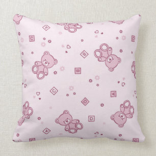 Teddy bears background Pink Cushion