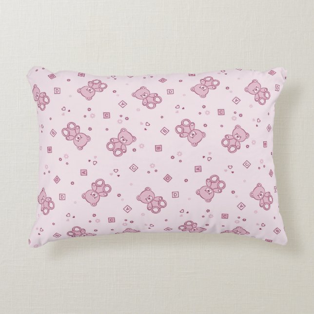 Teddy bears background Pink Decorative Cushion (Front)