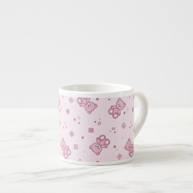 Teddy bears background Pink Espresso Cup (Front Right)