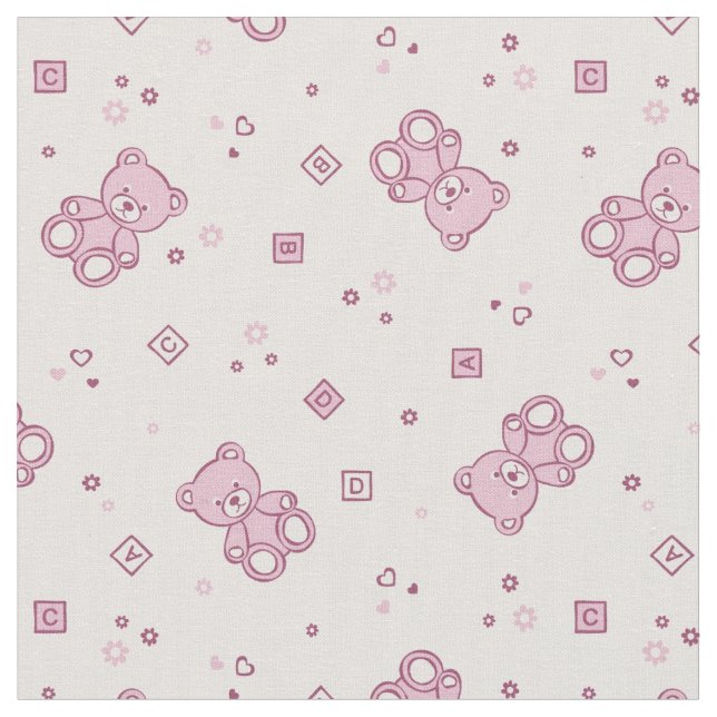 Teddy bears background Pink Fabric (Close Up)