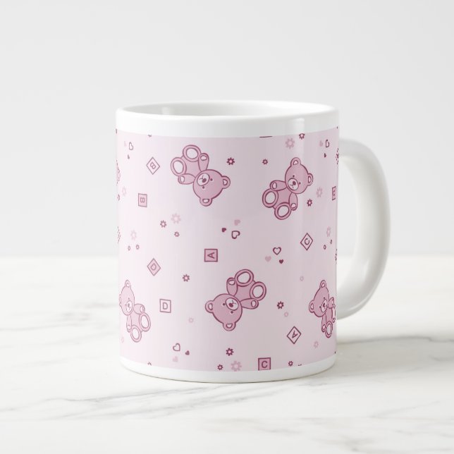 Teddy bears background Pink Large Coffee Mug (Front Right)