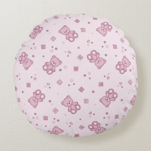 Teddy bears background Pink Round Cushion