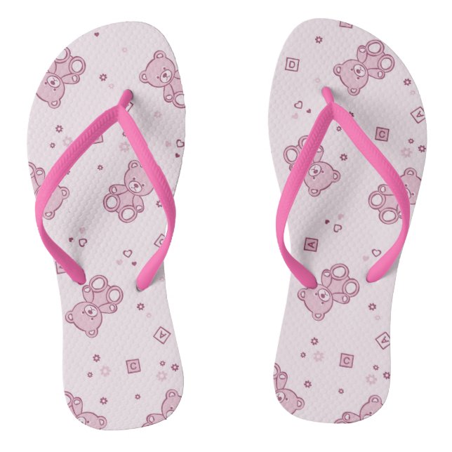 Teddy bears background Pink Thongs (Footbed)