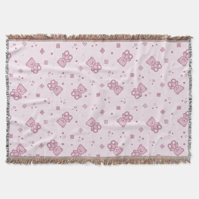 Teddy bears background Pink Throw Blanket (Front)