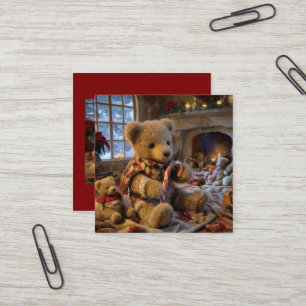 Teddy Bears’ Christmas in Their Snowy Home Square Business Card