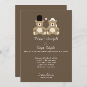 Teddy Bears Customised Wedding Invitation (Brown)