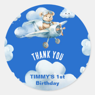 Teddy Bear's First Birthday Charting a Course Classic Round Sticker