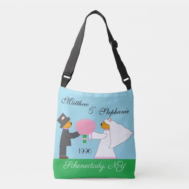 Teddy Bears Getting Married Anniversary Crossbody Bag (Front)