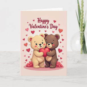 Teddy Bears Heart Valentine Card