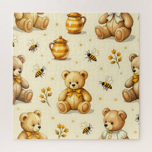Teddy Bears Honey Bees Nursery Pattern Jigsaw Puzzle