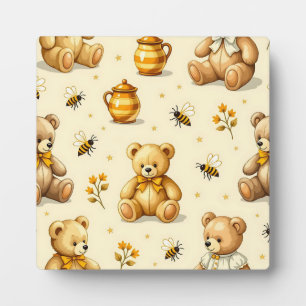 Teddy Bears Honey Bees Nursery Pattern Plaque