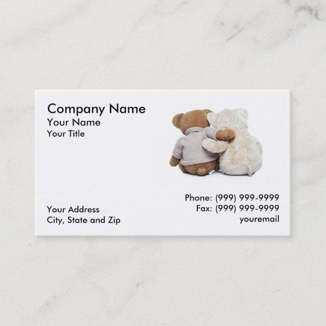 Teddy Bears hugging each other Business Card (Front)