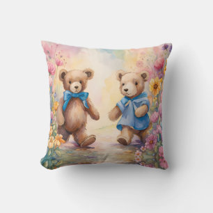 Teddy bears In a Pastel Garden Cushion