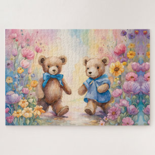 Teddy bears In a Pastel Garden Jigsaw Puzzle
