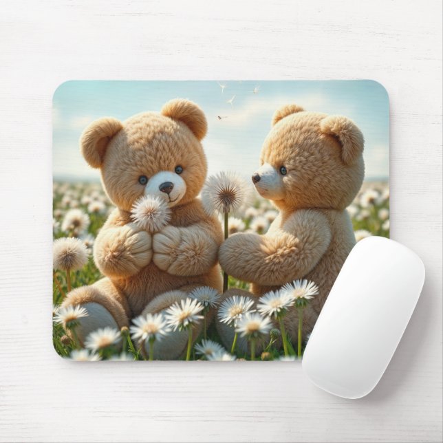 Teddy Bears In a Summer Field Mouse Pad (With Mouse)