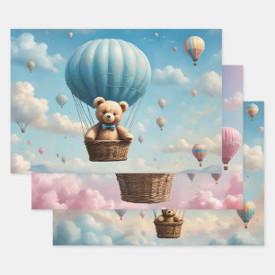 Teddy Bears in Hot Air Balloons Wrapping Paper Sheet