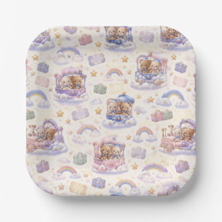 Teddy Bears In The Clouds Celebration Paper Plate