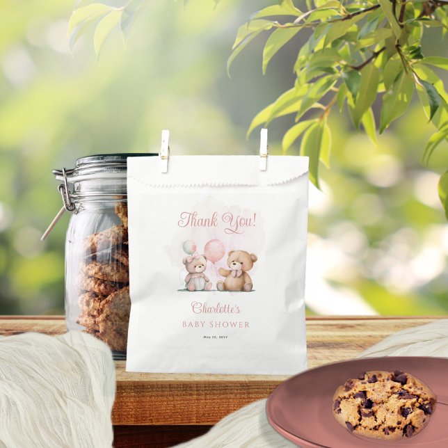 Teddy Bears It's A Girl Bearly Wait Baby Shower Favour Bag (Creator Uploaded)