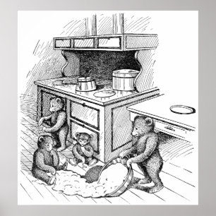 Teddy Bears Make a Mess in the Kitchen Poster