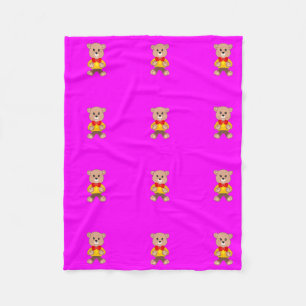 Teddy Bears Modern Pink Magenta Fleece Blanket