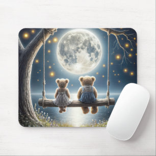 Teddy Bears On a Swing In the Moonlight Mouse Pad