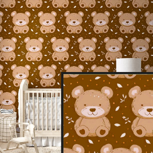 Teddy Bears on Brown Wallpaper